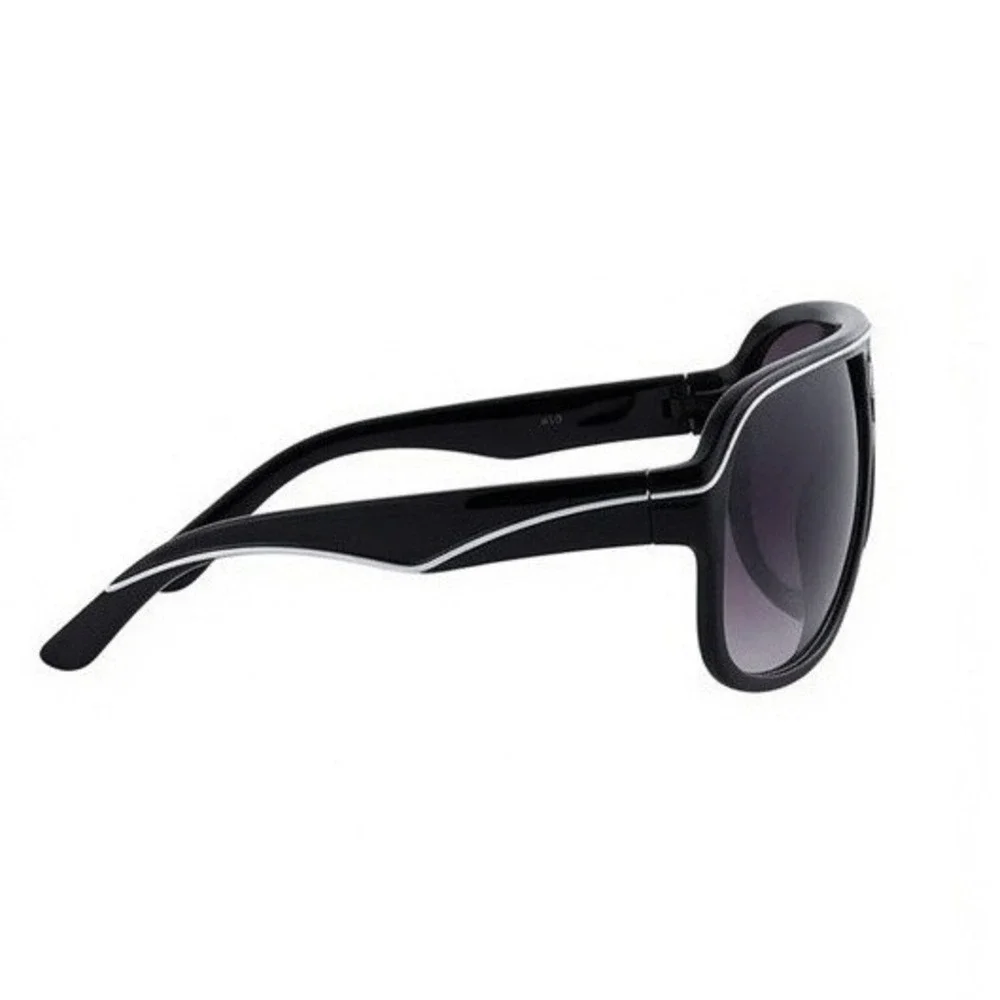 Men Sporty Sunglasses Black White Trim Gradient Lens Flat Top Driving Streetwear